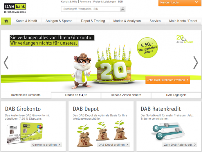 DAB Bank Website