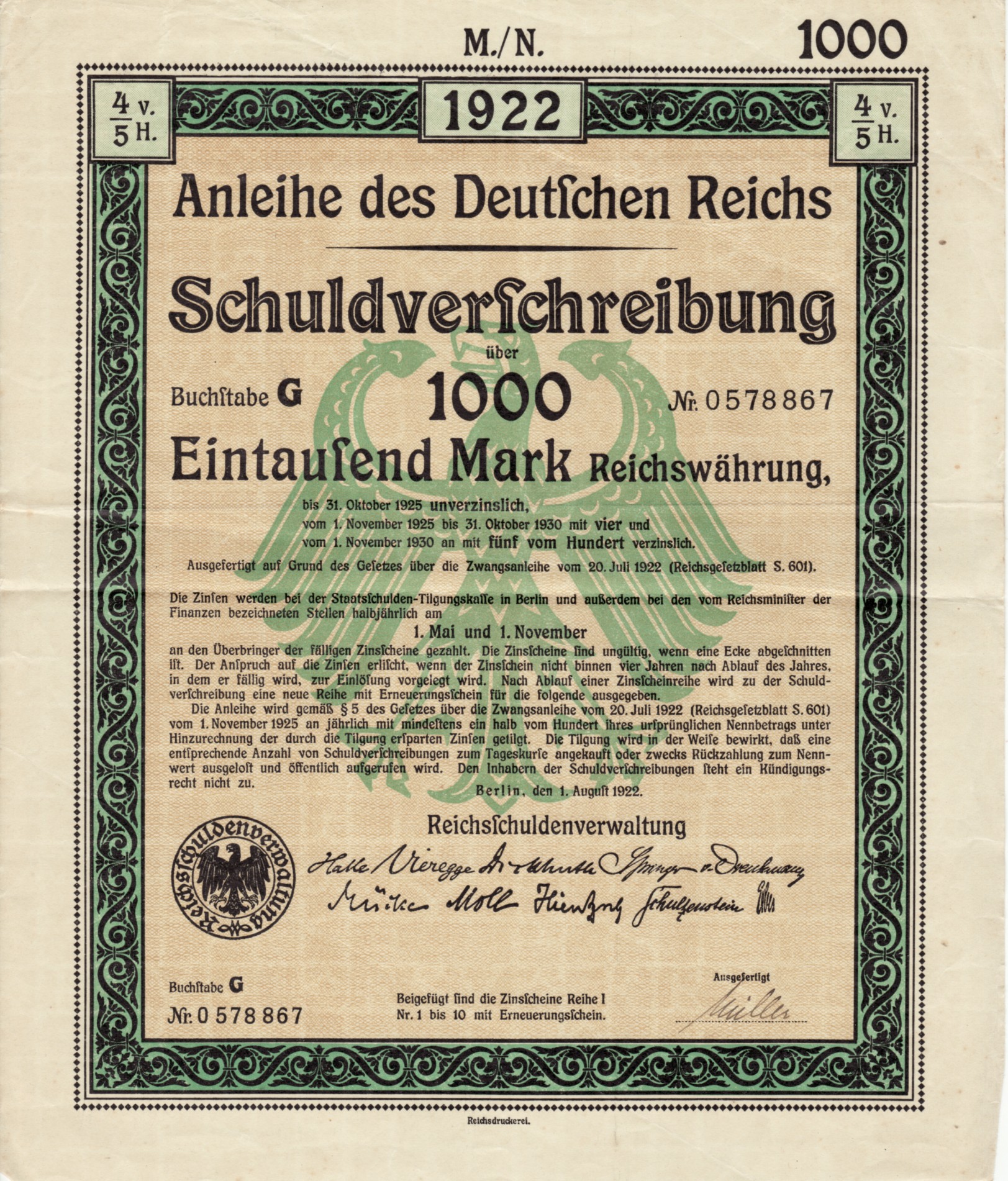 Staatsanleihe des Deutschen Reiches von 1922